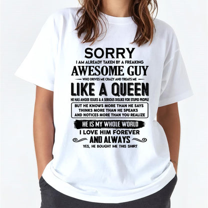 Sorry I am already taken by a freaking awesome guy - Gift for Wife From Husband - NGHL00 (SKU-SRG-00)