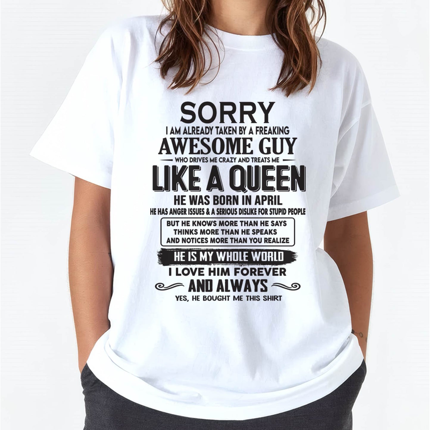 April - Sorry I am already taken by a freaking awesome guy - Gift for Wife From Husband - NGHL04 (SKU08-25-04)