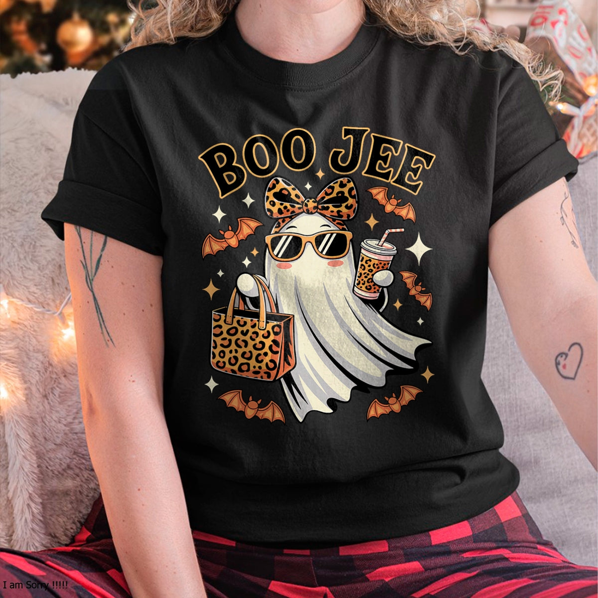 Coquette Leopard Ghost Coffee Boo JEE Halloween Boujee Ghost - Halloween Unisex T-Shirt/Hoodie - NGHL00