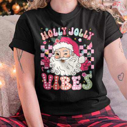 Groovy Cute Santa Claus Christmas Vibes Xmas Girls Womens T-Shirt - Christmas Unisex T-Shirt/Hoodie/Sweatshirt - NGHL00