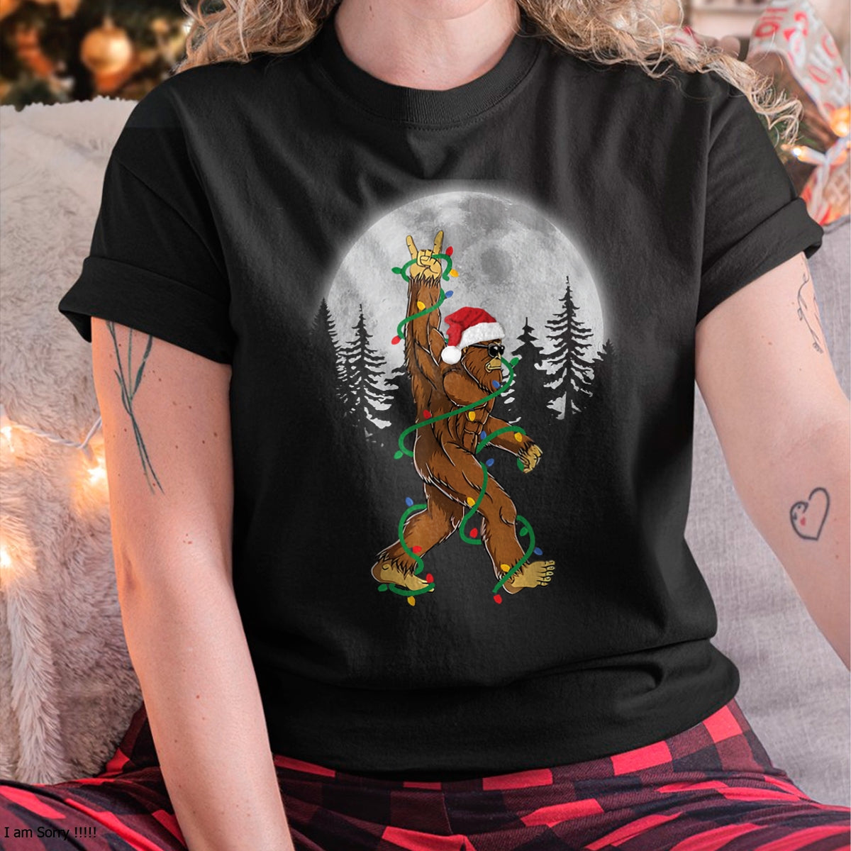 Bigfoot Santa Christmas Tree Lights Funny Xmas Sasquatch Long Sleeve T-Shirt - Christmas Unisex T-Shirt/Hoodie/Sweatshirt - NGHL00