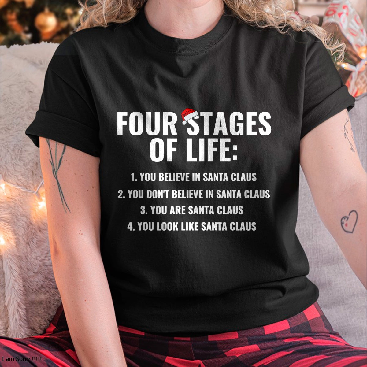 Christmas Funny Four Stages of life Santa Claus Humor Meme T-Shirt - Christmas Unisex T-Shirt/Hoodie/Sweatshirt - NGHL00