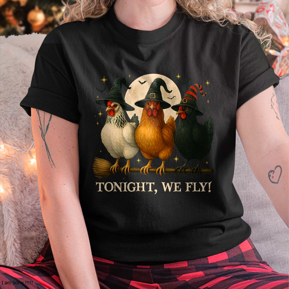 Funny Chicken Halloween Costume Tonight We Fly Spooky Season T-Shirt - Halloween Unisex T-Shirt/Hoodie - NGHL00
