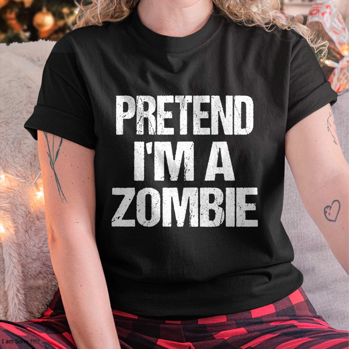 Funny Pretend I'm A Zombie Halloween Costume T-Shirt - Halloween Unisex T-Shirt/Hoodie - NGHL00