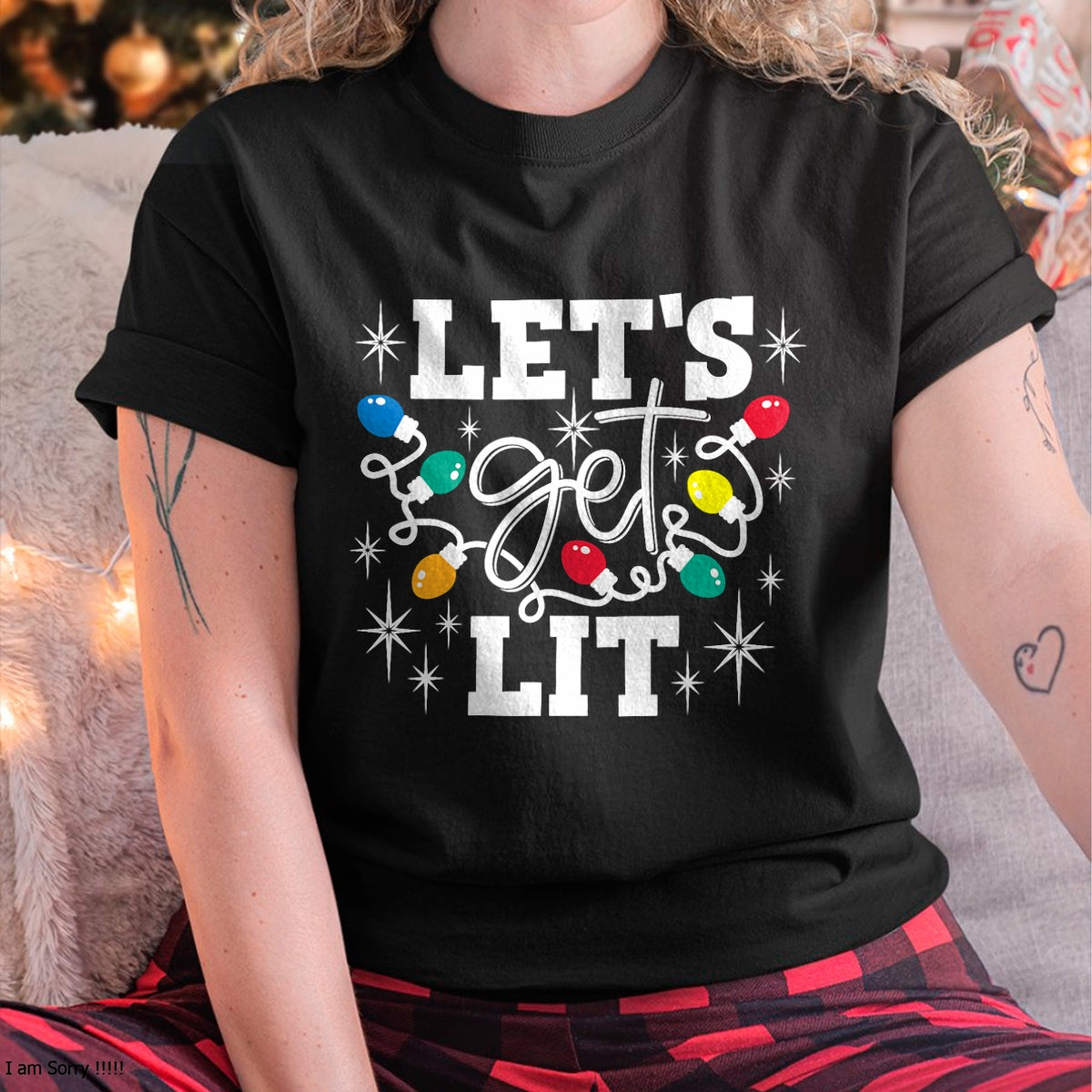 Let's Get Lit Drinking Santa Hat Christmas Lights Funny T-Shirt - Christmas Unisex T-Shirt/Hoodie/Sweatshirt - NGHL00