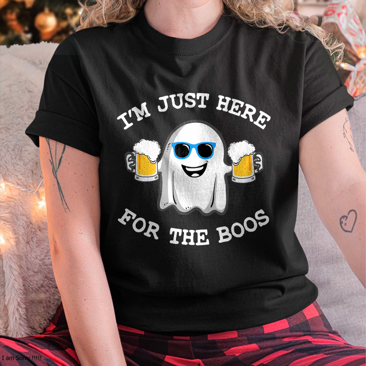 Funny Halloween I'm just here for the boos costume gift T-Shirt - Halloween Unisex T-Shirt/Hoodie - NGHL00
