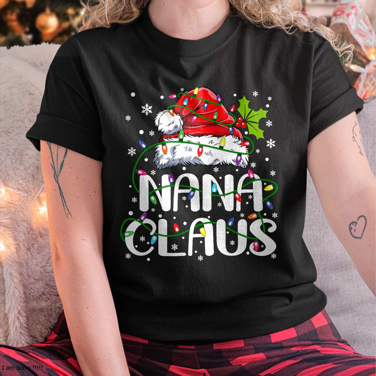 Nana Claus Christmas Lights Pajama Family Matching T-Shirt - Christmas Unisex T-Shirt/Hoodie/Sweatshirt - NGHL00