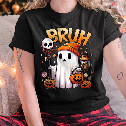 Bruh Ghost Halloween Cute Ghost Trick Or Treat Candy Kids T-Shirt - Halloween Unisex T-Shirt/Hoodie - NGHL00