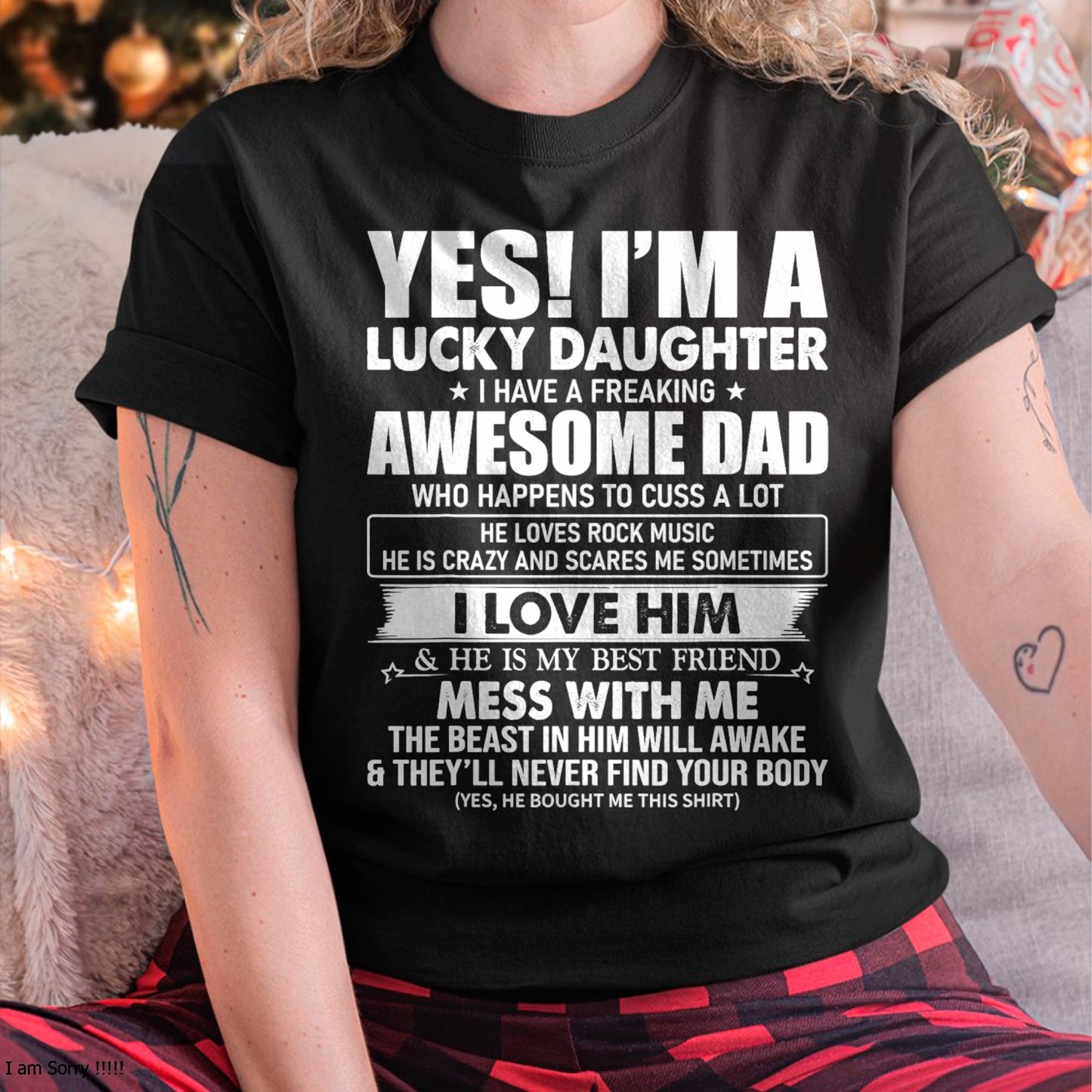Yes I'm a lucky daughter I have a freaking awesome dad T-Shirt - Gift for Daughter from Dad - NGHL00 Hoodie (SKU-T1410DD-B03)