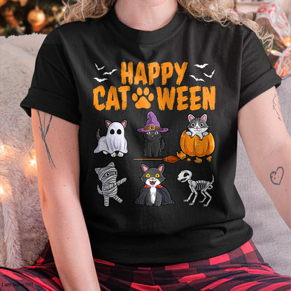 Cats Halloween Spooky Holiday Cute Kitten Cat Halloween T-Shirt - Halloween Unisex T-Shirt/Hoodie - NGHL00