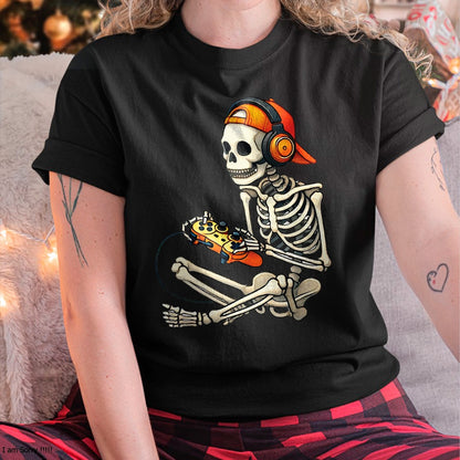 Halloween Skeleton Gamer Video Gaming Boys Men Kids Tees T-Shirt - Halloween Unisex T-Shirt/Hoodie - NGHL00