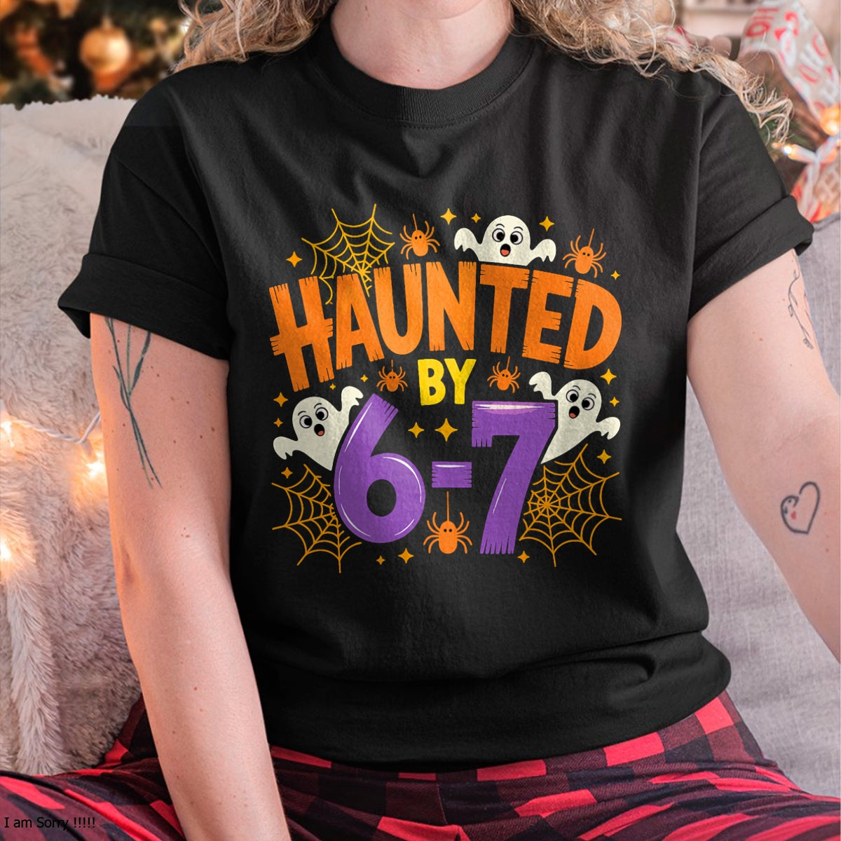 Haunted by 67 Funny Six Seven Meme Spooky Ghost Halloween T-Shirt - Halloween Unisex T-Shirt/Hoodie - NGHL00