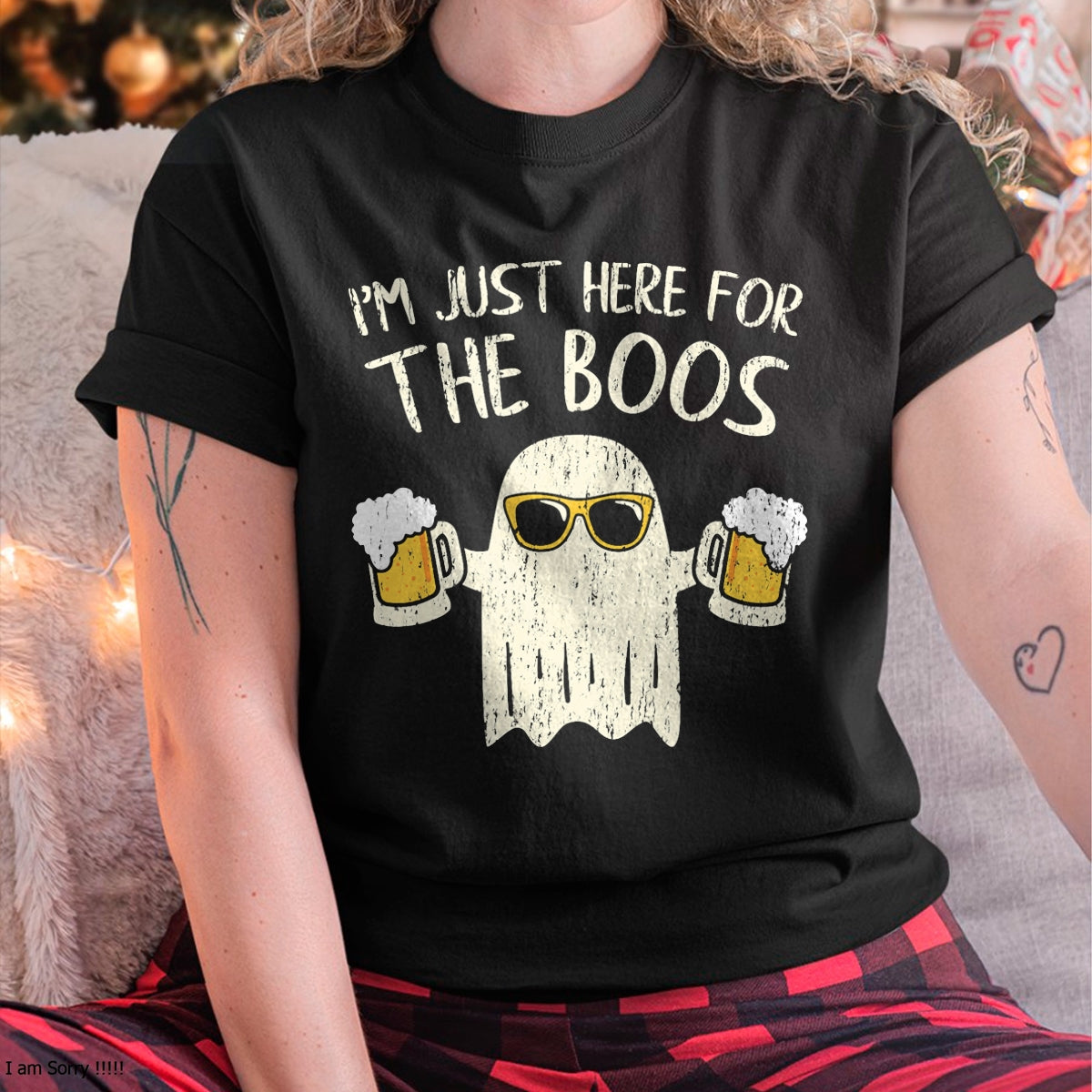 Im Just Here for the Boos Funny Gift Halloween Ghost T-Shirt - Halloween Unisex T-Shirt/Hoodie - NGHL00