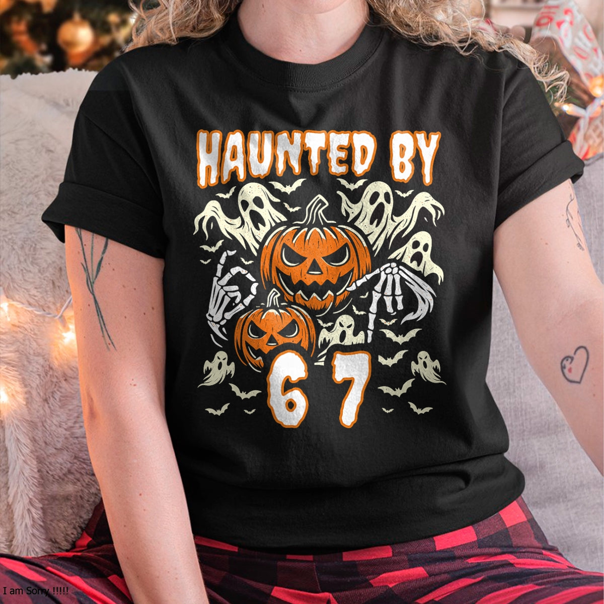 Funny Six Seven Meme Gen Alpha Haunted by 67 Halloween T-Shirt - Halloween Unisex T-Shirt/Hoodie - NGHL00