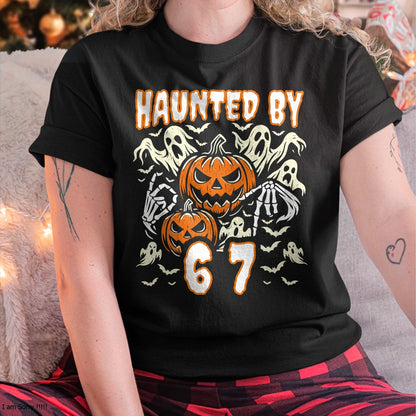 Funny Six Seven Meme Gen Alpha Haunted by 67 Halloween T-Shirt - Halloween Unisex T-Shirt/Hoodie - NGHL00
