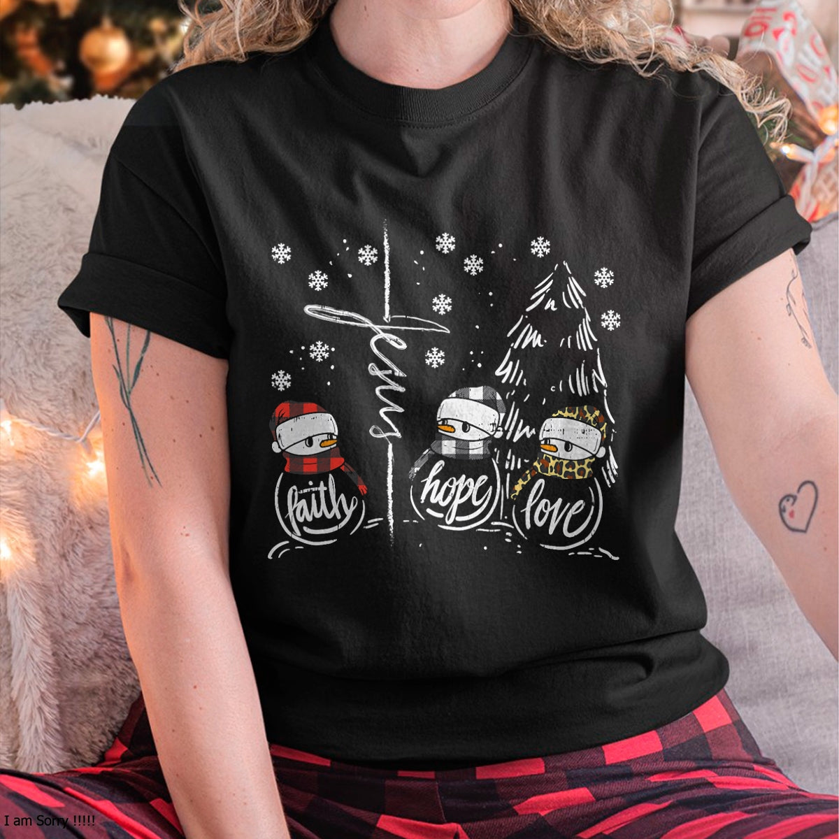 Faith Hope Love Jesus Snowman Plaid Leopard Christmas Gift T-Shirt - Christmas Unisex T-Shirt/Hoodie/Sweatshirt - NGHL00
