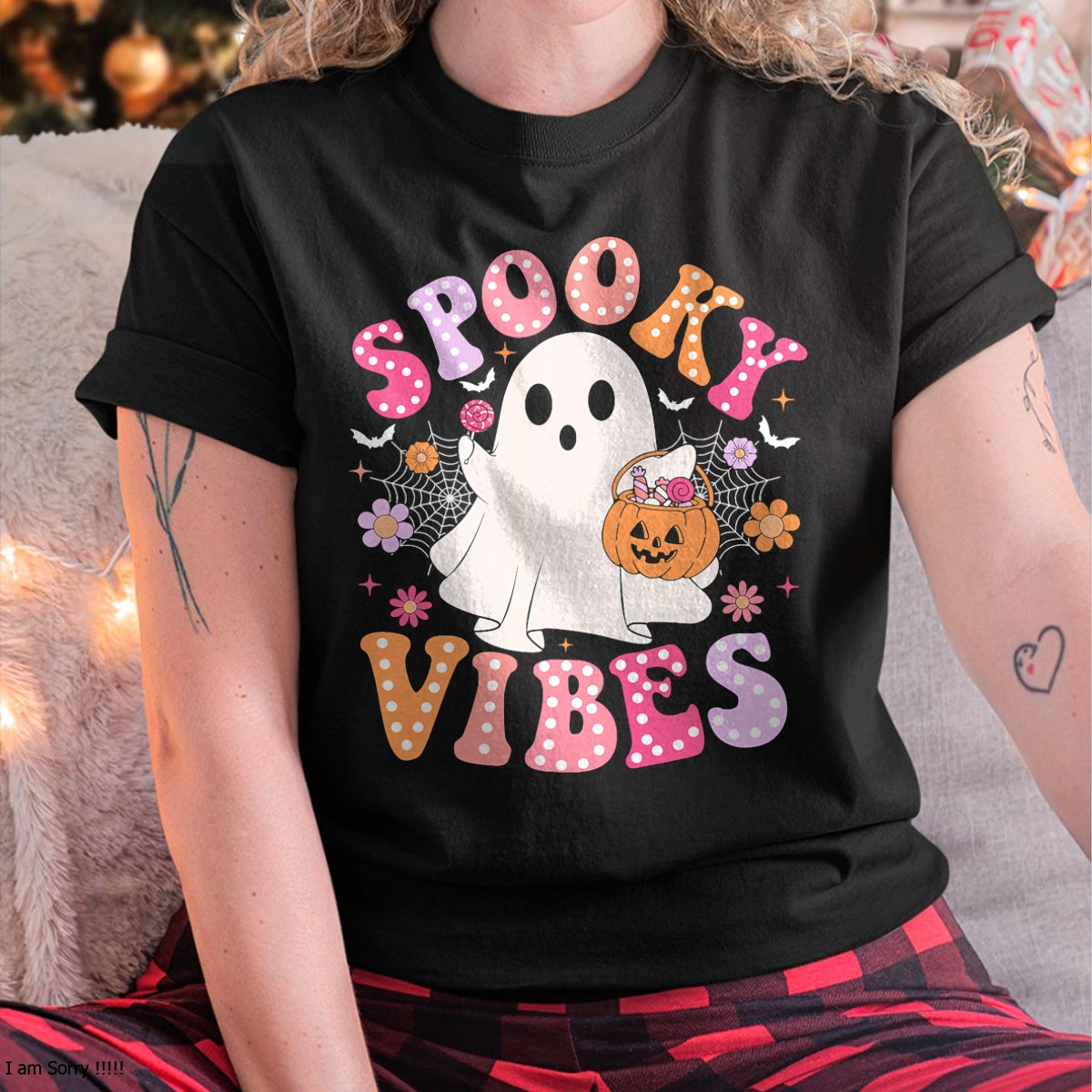 Spooky Vibes Ghost Retro Groovy Halloween T-Shirt - Halloween Unisex T-Shirt/Hoodie - NGHL00