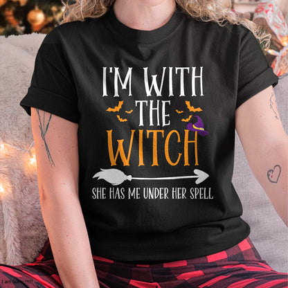 I'm With The Witch Funny Halloween Couples Costume T-Shirt - Halloween Unisex T-Shirt/Hoodie - NGHL00
