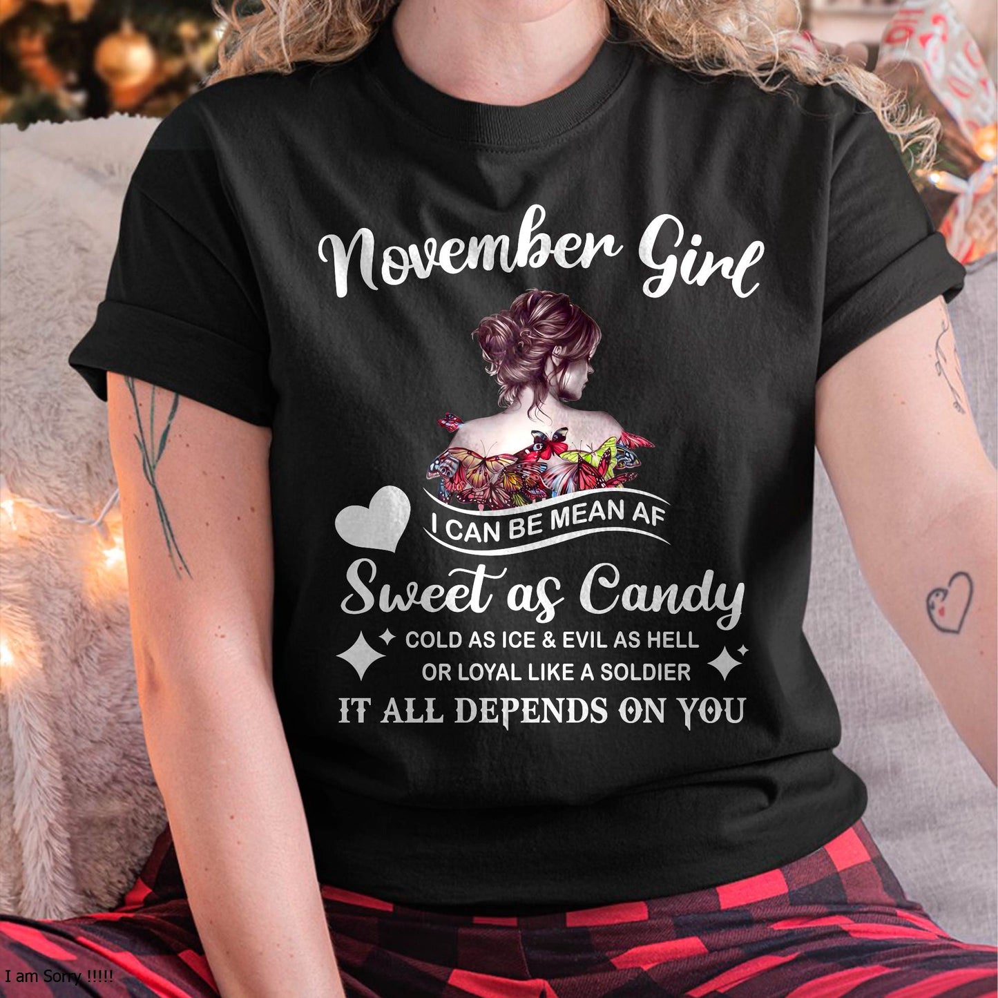 November Girl T-Shirt – Sweet As Candy, Cold As Ice - Birthday Gift for Women - NGHL11 (SKU26T-01-38-11)