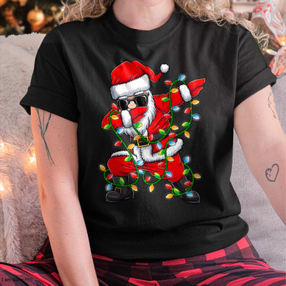 Dabbing Santa Xmas Lights Girls Boys Kids Christmas Gifts T-Shirt - Christmas Unisex T-Shirt/Hoodie/Sweatshirt - NGHL00