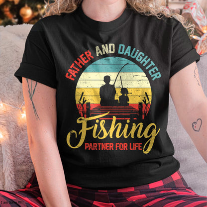 Father Daughter Fishing Partner For Life Retro Matching Dad T-Shirt - Gift for Daughter from Dad - NGHL00 Hoodie (SKU-T1410DD-A04)