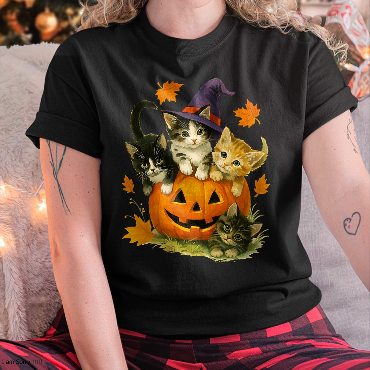 Cute Cat Pumpkin Halloween Spooky Season Vintage T-Shirt - Halloween Unisex T-Shirt/Hoodie - NGHL00