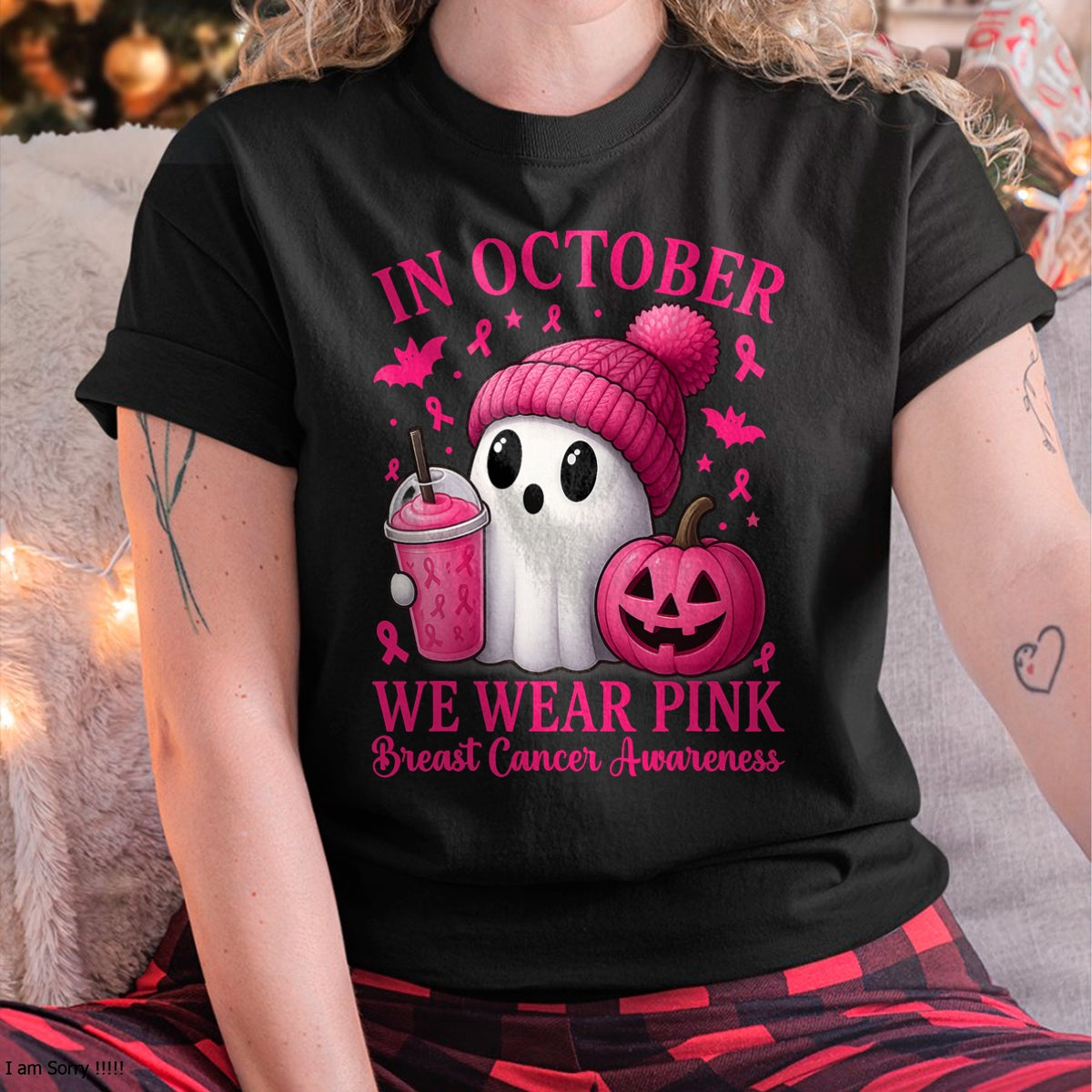 Breast Cancer Halloween Women in October We Wear Pink T-Shirt - Halloween Unisex T-Shirt/Hoodie - NGHL00