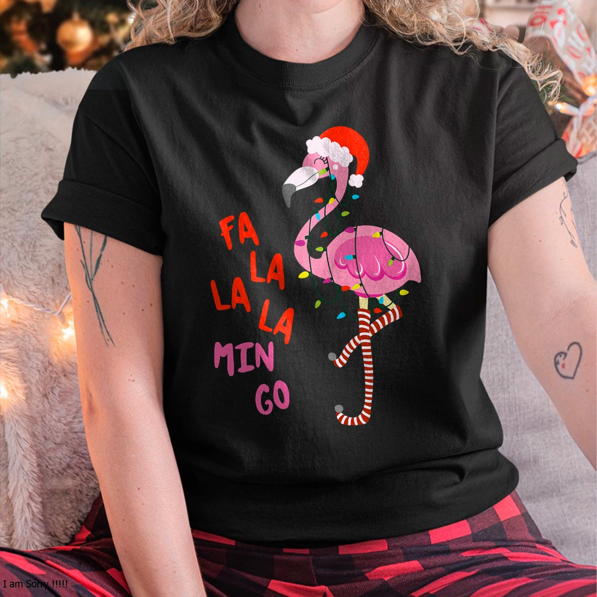 Fa La La Mingo Flamingo Christmas Tropical Xmas Tree Lights T-Shirt - Christmas Unisex T-Shirt/Hoodie/Sweatshirt - NGHL00
