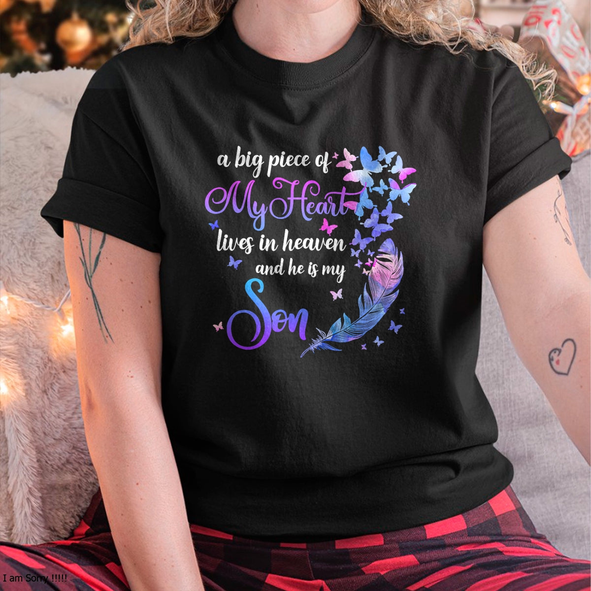 My Son Lives In Heaven Memorial Quotes Love Mom Dad Matching T-Shirt - Gift From Dad Unisex T-Shirt/Hoodie - NGHL00 (SKUT-2310EMAILDS-40)