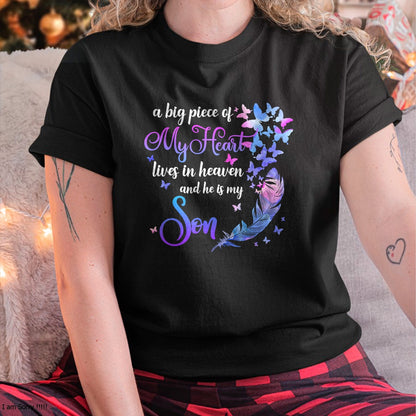 My Son Lives In Heaven Memorial Quotes Love Mom Dad Matching T-Shirt - Gift From Dad Unisex T-Shirt/Hoodie - NGHL00 (SKUT-2310EMAILDS-40)