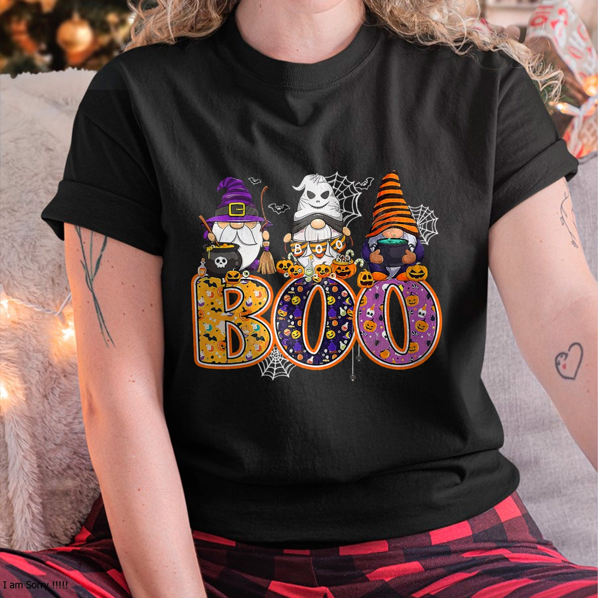 Funny Boo Witch Sipders Pumpkins Happy Halloween Gnome T-Shirt - Halloween Unisex T-Shirt/Hoodie - NGHL00