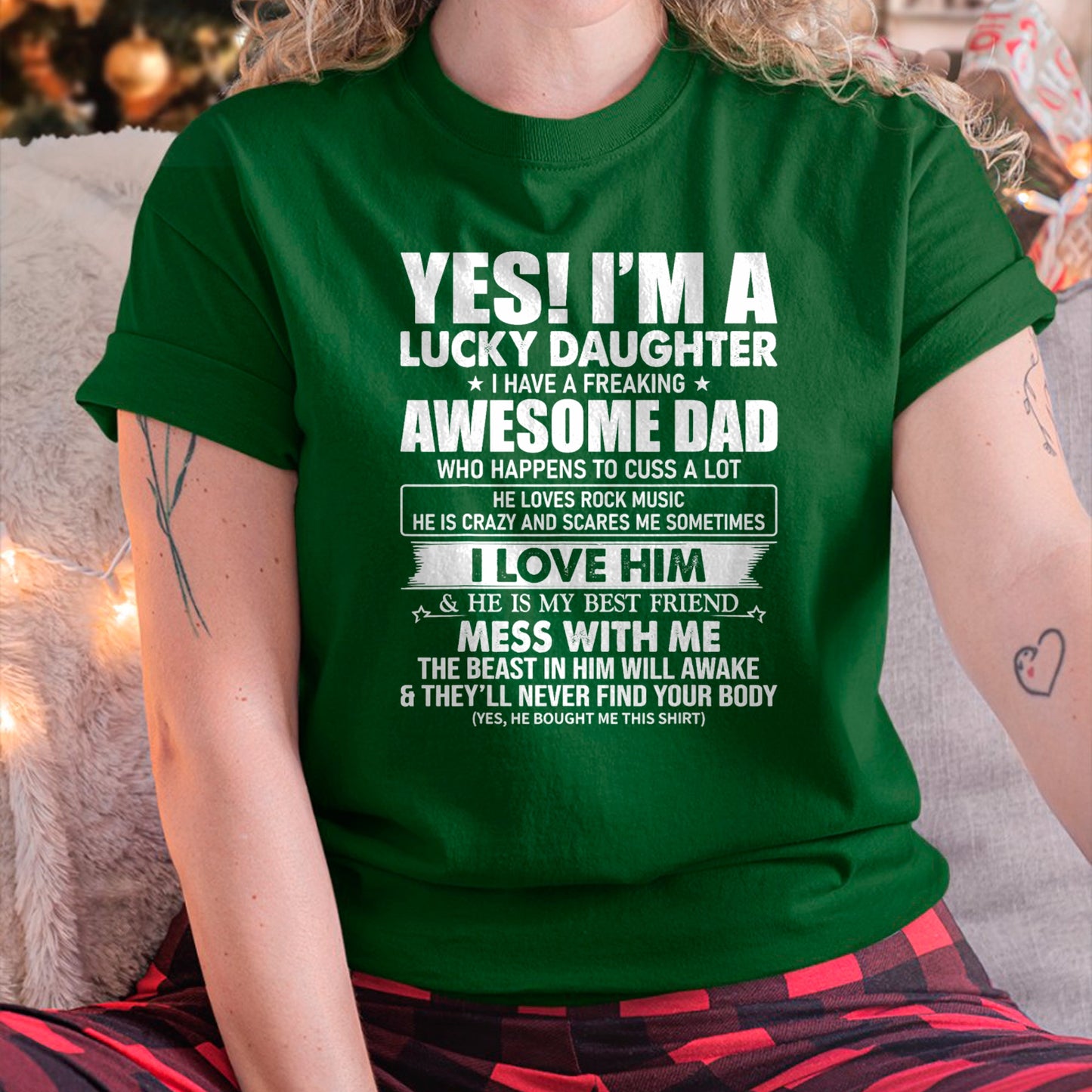 Yes I'm a lucky daughter I have a freaking awesome dad T-Shirt - Gift for Daughter from Dad - NGHL00 Hoodie (SKU-T1410DD-B03)