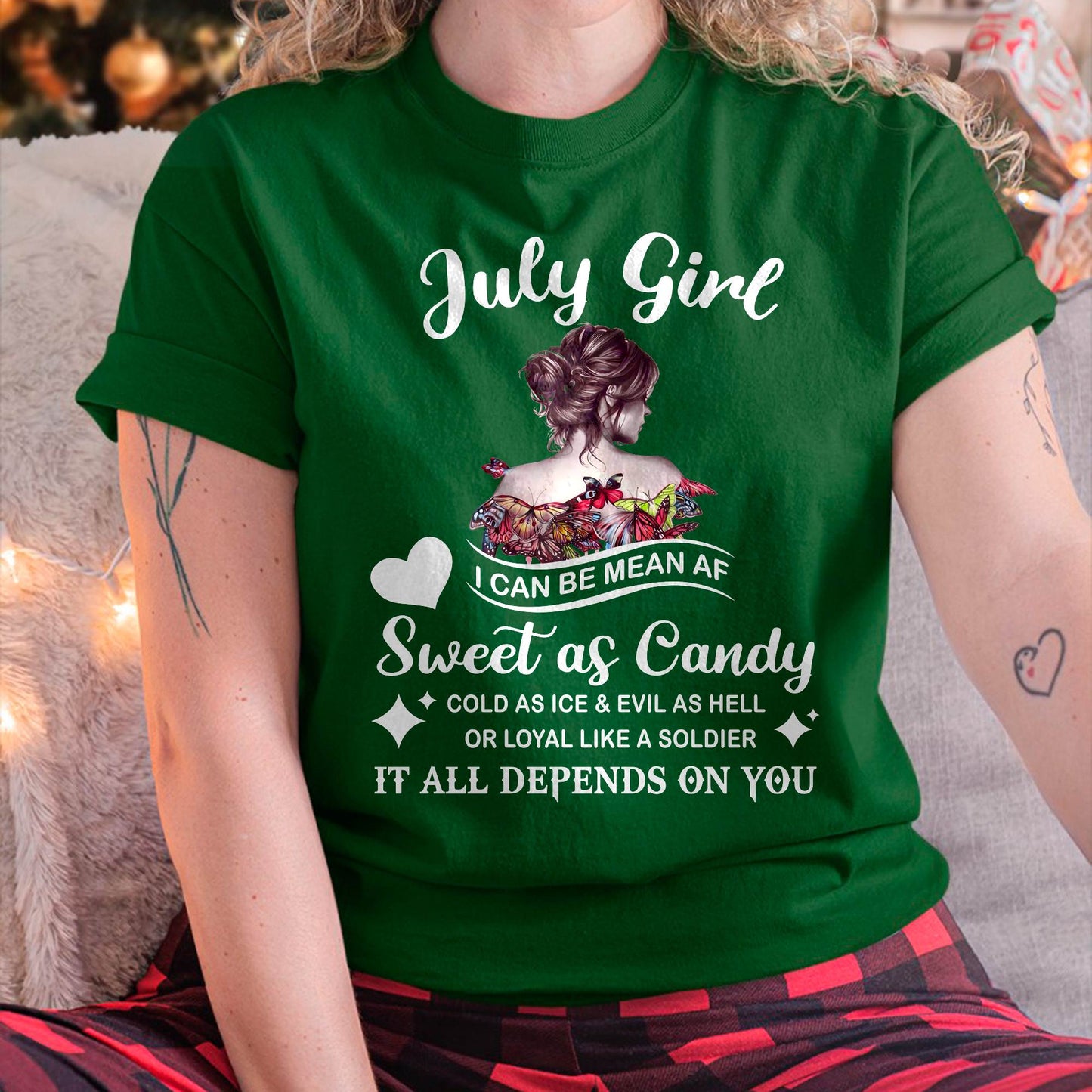 July Girl T-Shirt – Sweet As Candy, Cold As Ice - Birthday Gift for Women - NGHL07 (SKU26T-01-38-07)