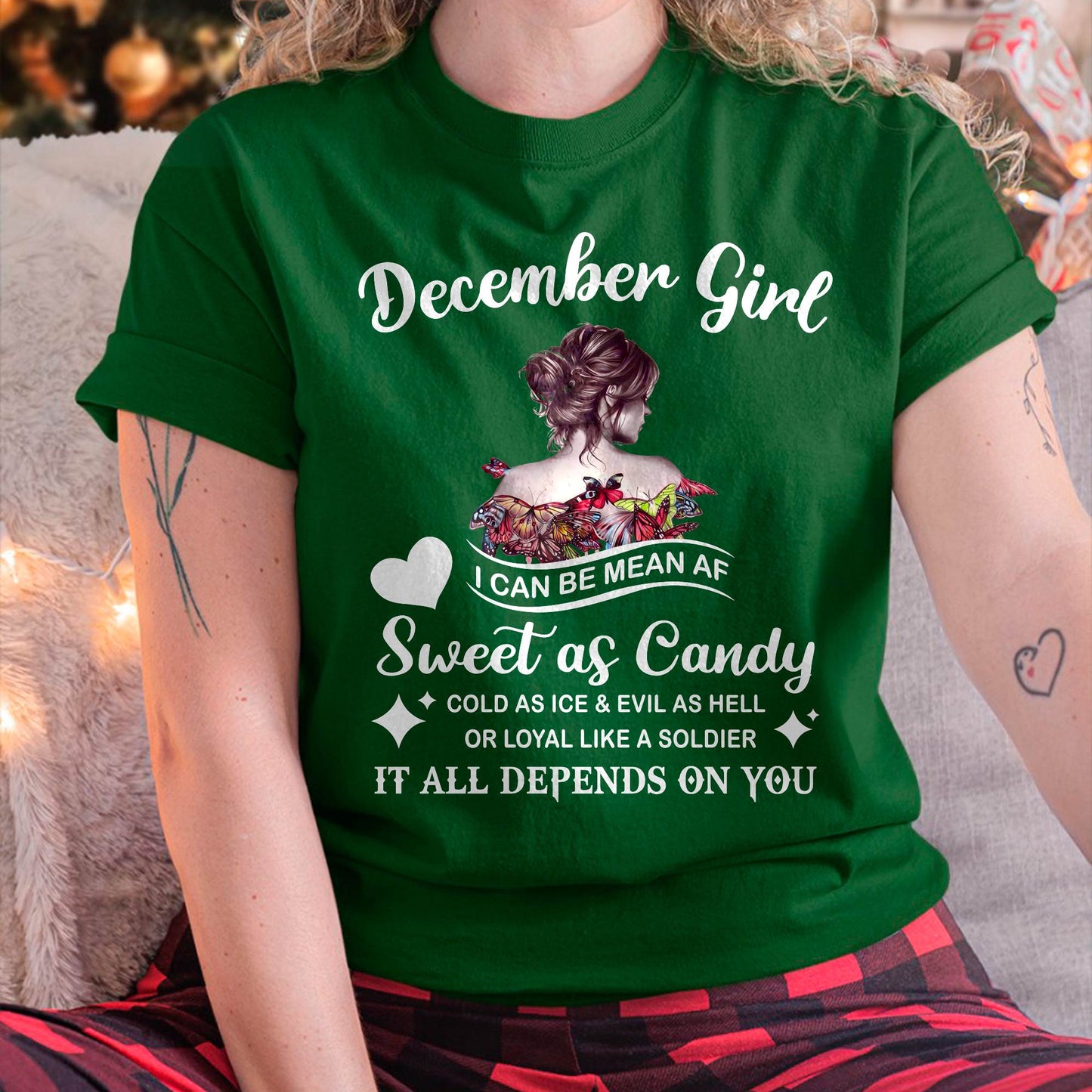 December Girl T-Shirt – Sweet As Candy, Cold As Ice - Birthday Gift for Women - NGHL12 (SKU26T-01-38-12)