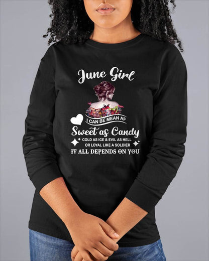 June Girl T-Shirt – Sweet As Candy, Cold As Ice - Birthday Gift for Women - NGHL06 (SKU26T-01-38-06)