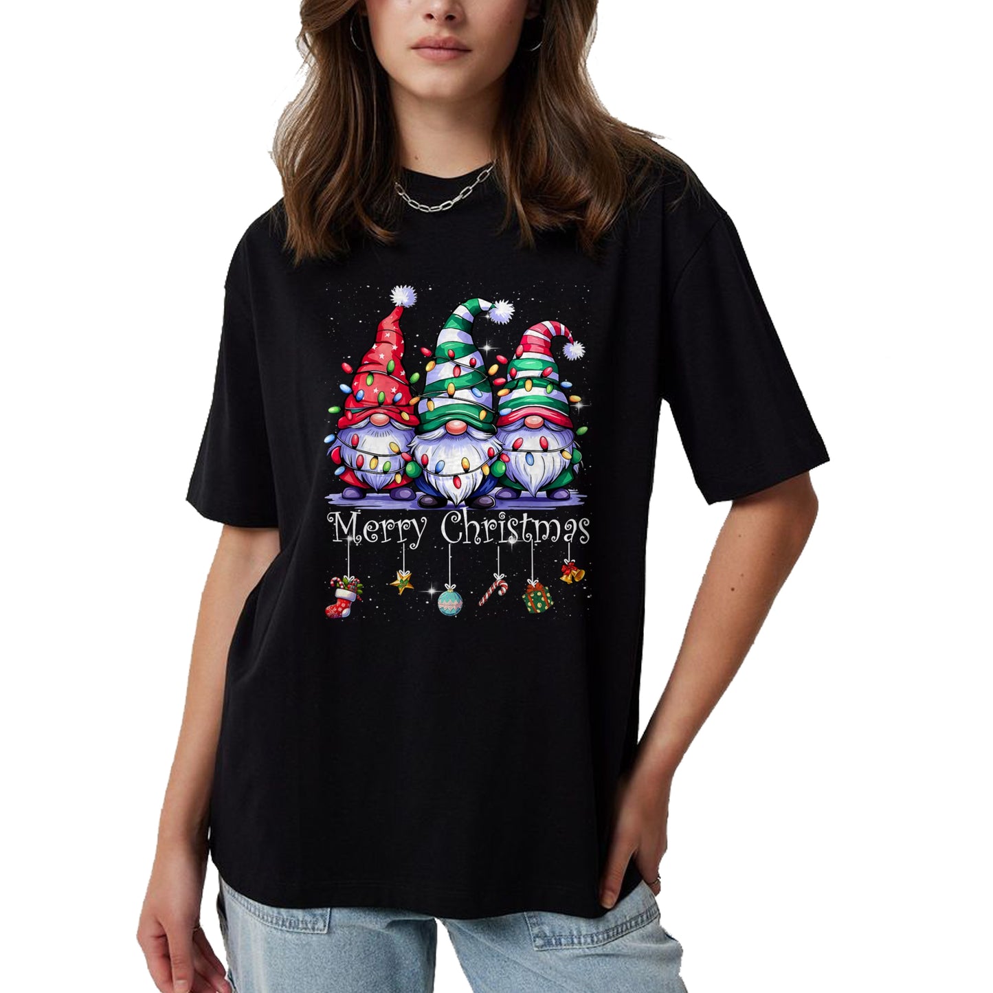 Cute Gnomes Merry Christmas Light Family Gnome Xmas Matching T-Shirt - Christmas Unisex T-Shirt/Hoodie/Sweatshirt - NGHL00