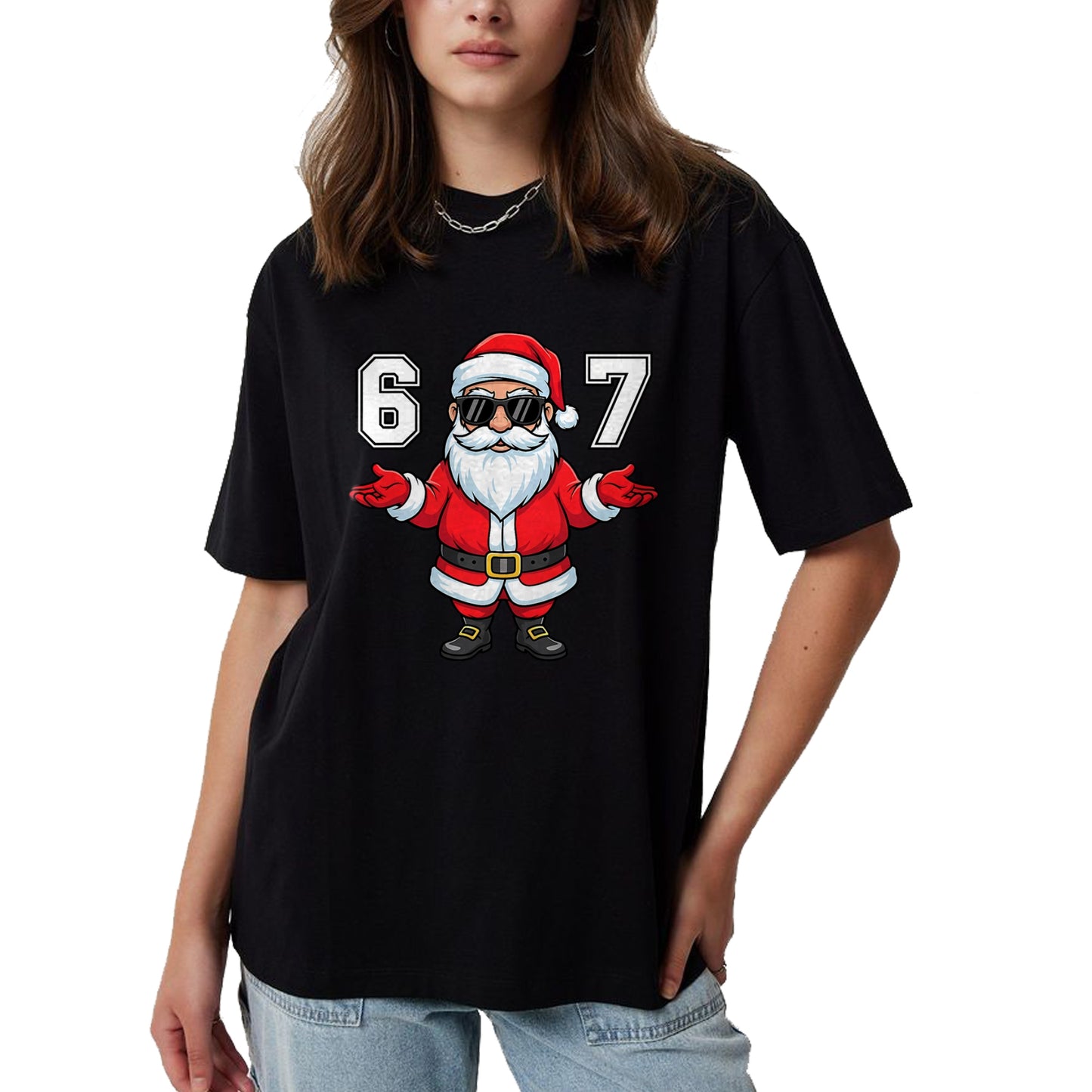 67 Meme Six Seven 6 7 Funny Santa Matching Xmas 67 Christmas T-Shirt - Christmas Unisex T-Shirt/Hoodie/Sweatshirt - NGHL00