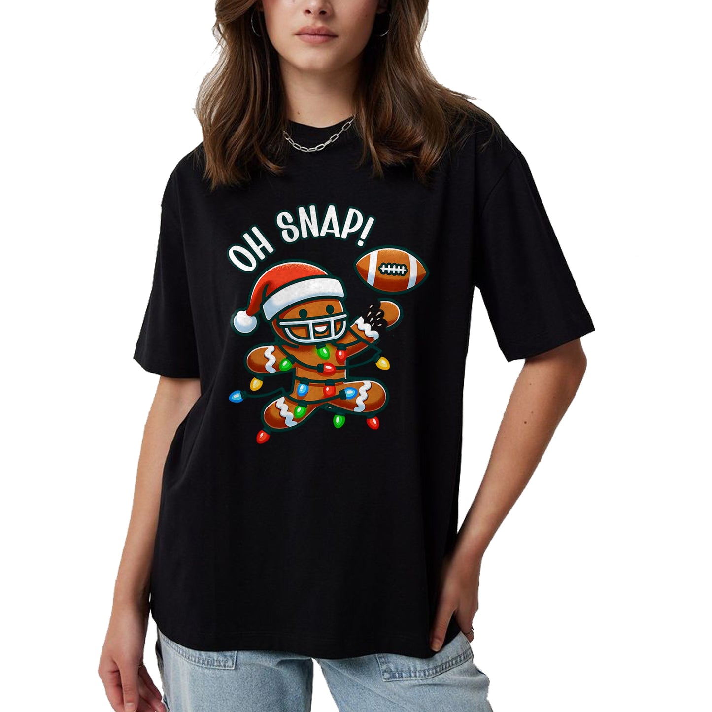 Funny Gingerbread Man Pajamas & PJs Xmas Holiday Oh Snap Gingerbreadman Christmas Football T-Shirt - Christmas Unisex T-Shirt/Hoodie/Sweatshirt - NGHL00