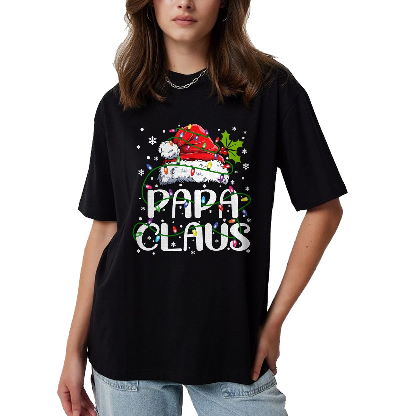 Papa Claus Christmas Lights Pajama Family Matching T-Shirt - Christmas Unisex T-Shirt/Hoodie/Sweatshirt - NGHL00