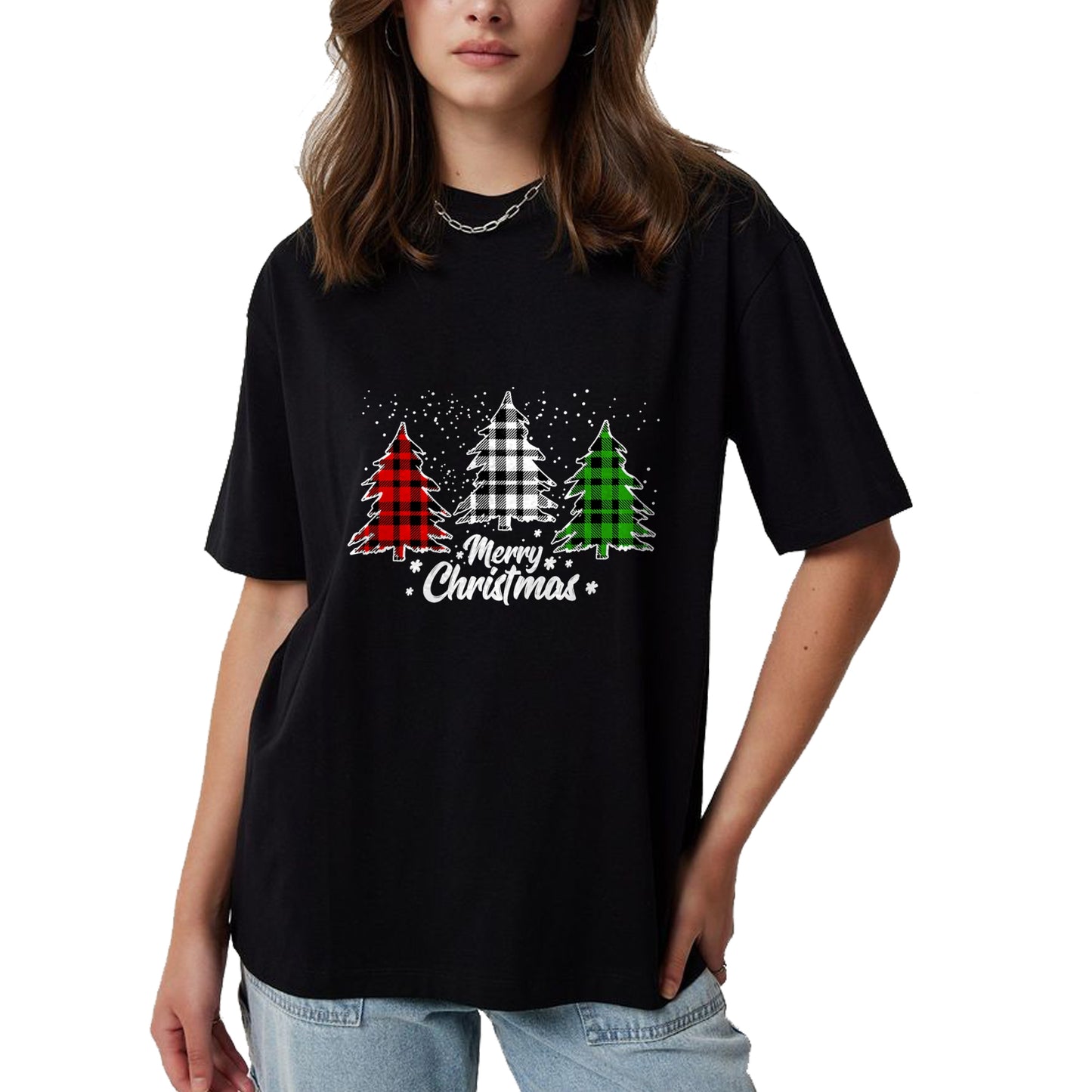 Merry Christmas Tree Xmas Buffalo Plaid Red White Green T-Shirt - Christmas Unisex T-Shirt/Hoodie/Sweatshirt - NGHL00