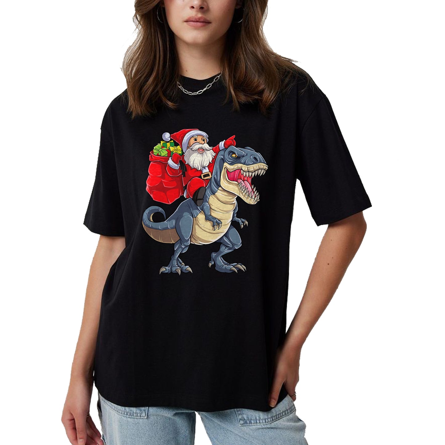 Dinosaur T rex Christmas Santa Boys Men Girls Xmas Squad T-Shirt - Christmas Unisex T-Shirt/Hoodie/Sweatshirt - NGHL00