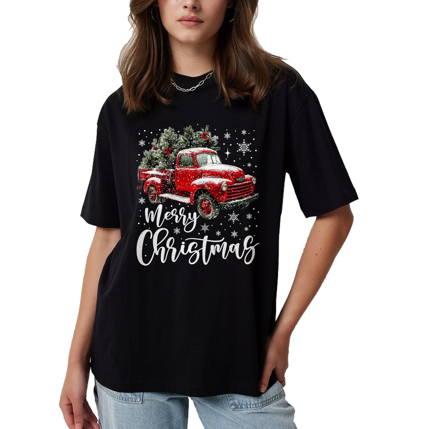 Merry Christmas Red Truck Family Matching Christmas Pajama T-Shirt - Christmas Unisex T-Shirt/Hoodie/Sweatshirt - NGHL00