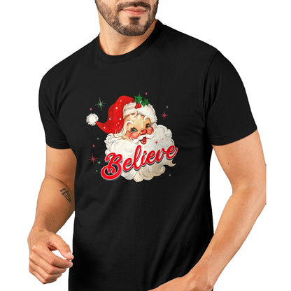Vintage Santa Claus Believe Christmas Women Boys Girls T-Shirt - Christmas Unisex T-Shirt/Hoodie/Sweatshirt - NGHL00