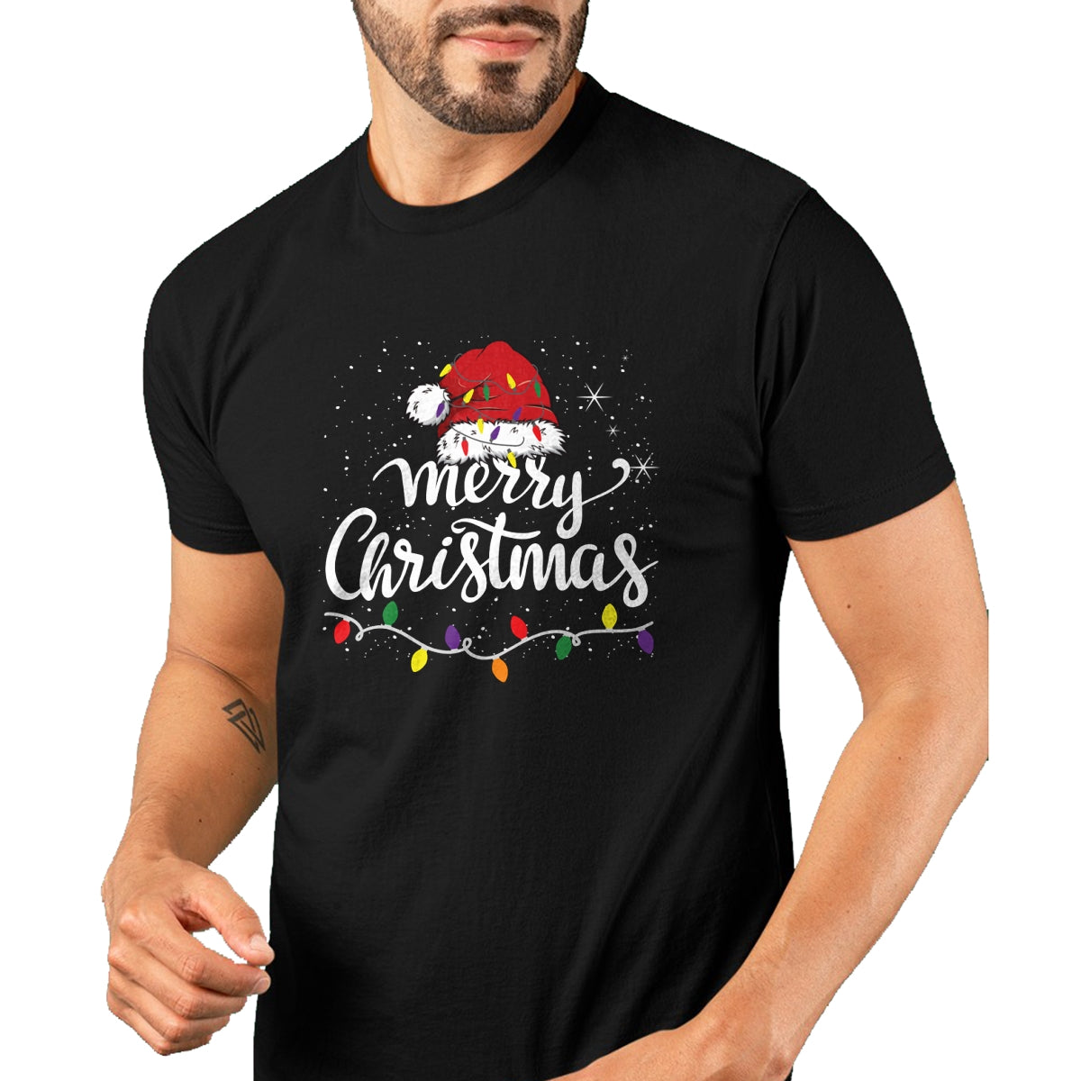 Merry Christmas Lights Red Santa Hat Xmas Family Men Women Pullover - Christmas Unisex T-Shirt/Hoodie/Sweatshirt - NGHL00