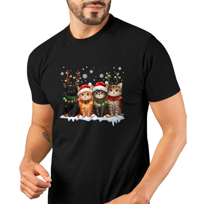 Cat Christmas Light Reindeer Santa Christmas Cat Lover T-Shirt - Christmas Unisex T-Shirt/Hoodie/Sweatshirt - NGHL00