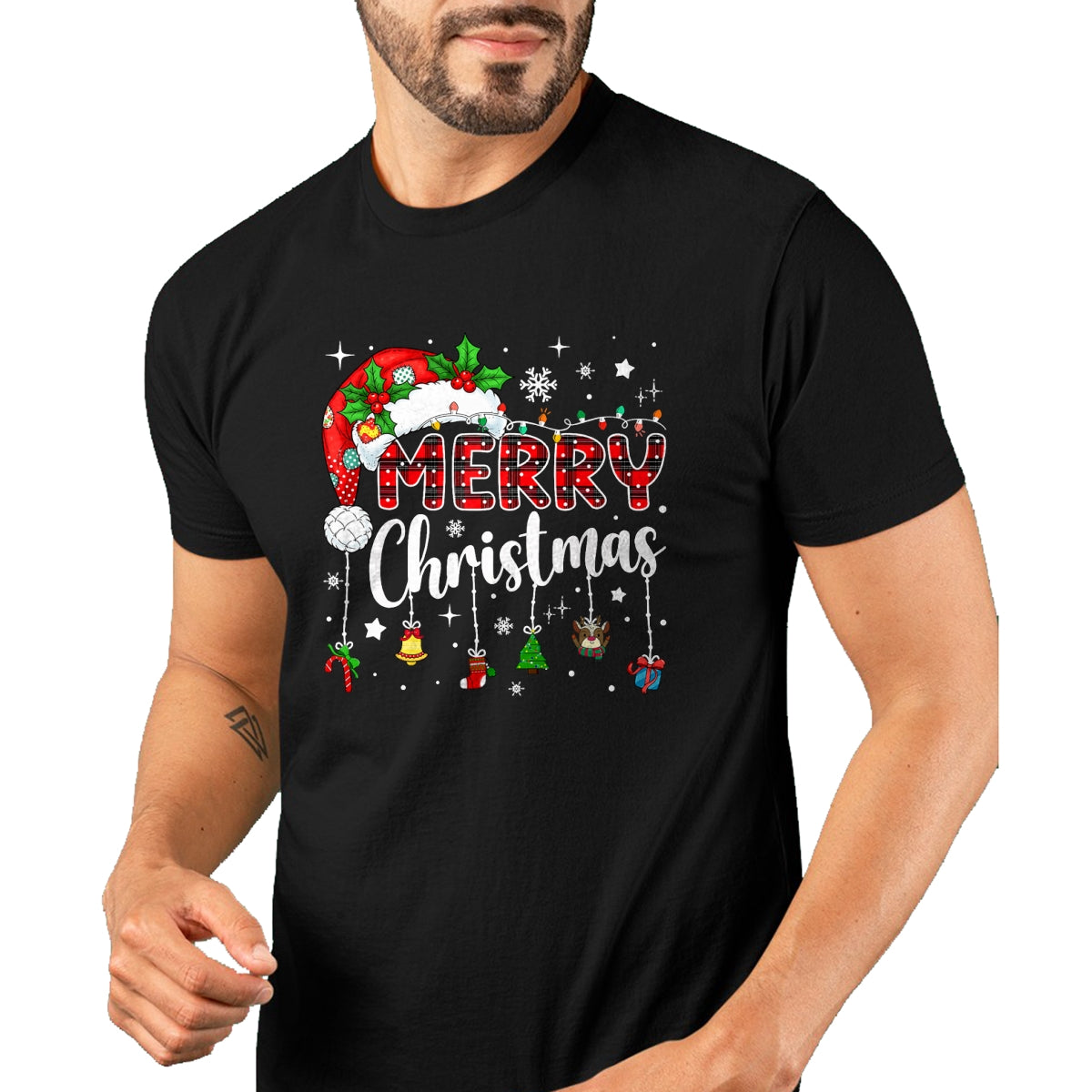 Merry Christmas Red Santa Hat Reindeer Xmas Matching Family T-Shirt - Christmas Unisex T-Shirt/Hoodie/Sweatshirt - NGHL00