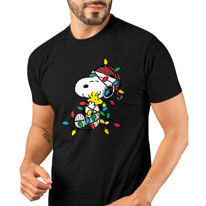 Peanuts - Snoopy Woodstock Christmas Lights T-Shirt - Christmas Unisex T-Shirt/Hoodie/Sweatshirt - NGHL00