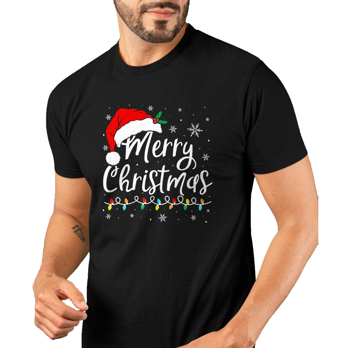 Merry Christmas Lights Santa Hat Xmas Family Matching Pajama T-Shirt - Christmas Unisex T-Shirt/Hoodie/Sweatshirt - NGHL00