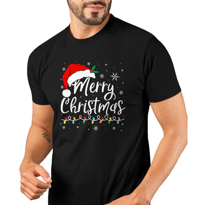 Merry Christmas Lights Santa Hat Xmas Family Matching Pajama T-Shirt - Christmas Unisex T-Shirt/Hoodie/Sweatshirt - NGHL00