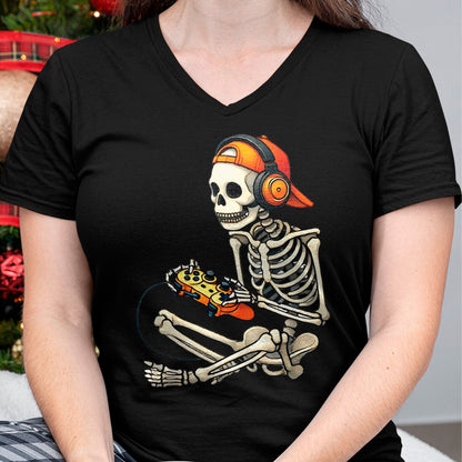 Halloween Skeleton Gamer Video Gaming Boys Men Kids Tees T-Shirt - Halloween Unisex T-Shirt/Hoodie - NGHL00